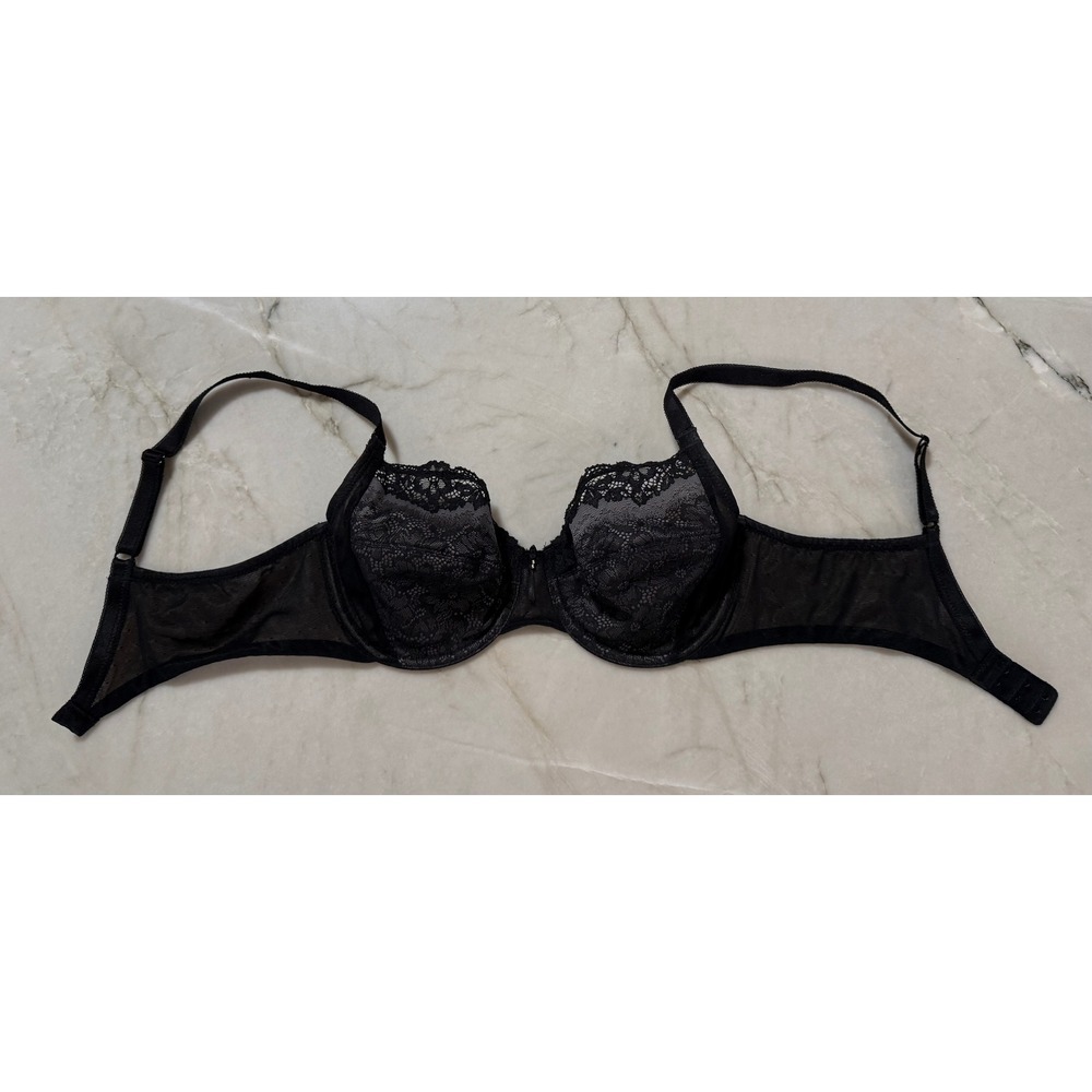Wacoal Retro Chic Full Figure‎ Underwire Lace Bra Black/Nude 855290 Women's 34D
